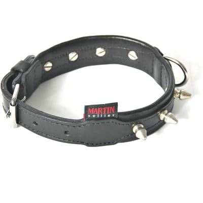 Hondenhalsband van leren rundleer met studs Martin Sellier