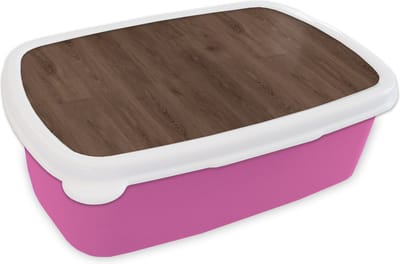 Broodtrommel Roze - Lunchbox - Brooddoos - Bruin - Patronen - Hout - 18x12x6 cm - Kinderen - Meisje