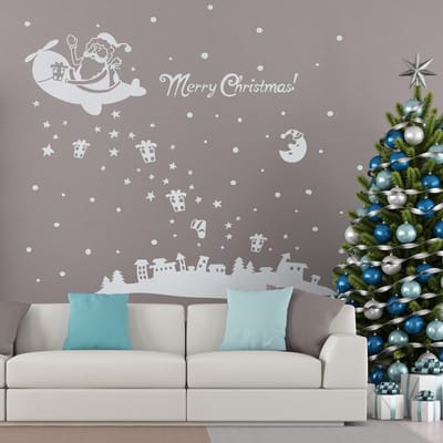 Sticker met kerstsfeer - 120x80cm - Zilver - Zelfklevende kerststickers - Feestelijke decoraties