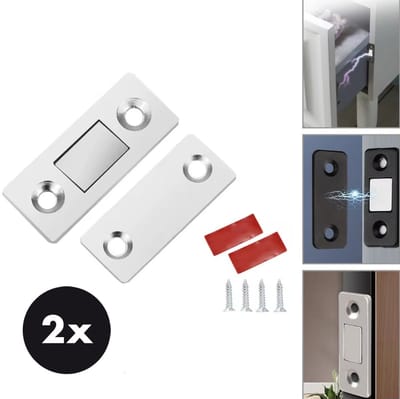 Actie4you® - Magneetsnapper - 2 Stuks - Magnetische Deurdranger - Deur magneet - Kast magneet - Deurvanger - Magneet snapper – Zilver