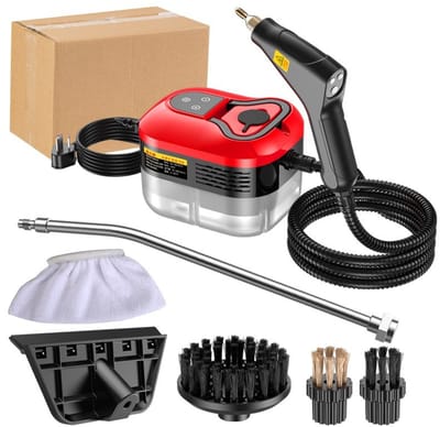 Stoomreiniger, stoomreiniger van 4,5 bar, handmodel, stoomreiniger met 6 instelbare standen, opwarmtijd van 15 seconden, waterreservoir van 1,2 liter, draagbare stoomreiniger, geschikt voor auto’s, tegels, het huis, de keuken en ramen