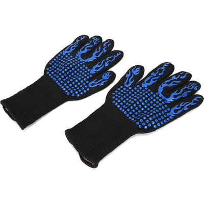 Gants de sécurité résistants à la chaleur 800 degrés Celsius 1482 degrés F Ignifuges Antidérapants pour Micro-ondes Four Barbecue Cuisson l blue