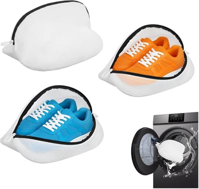Dailygoods- Schoenwaszak Set van 3 - Herbruikbare Waszak - Geschikt voor Sportschoenen/Sokken - Versterkt Net - Afmetingen 45x30x30 cm - Duurzaam Polyester