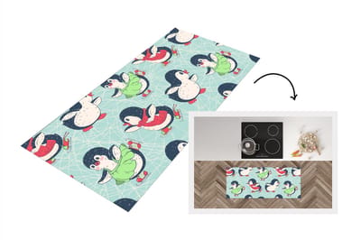 Keukenloper - Loper keuken - Pinguïn - Schaatsen - Design - 120x50 cm - Keukenloper vinyl
