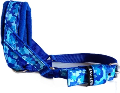 Hoofdhalster hond - Anti trek - Gevoerd - Maat XL - Blauw - Camouflage - Antitrek hoofdhalster hond - Hoofdhalster hond - Antitrek hond - Trainingshalsband