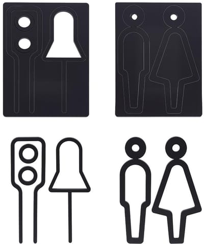 Dailygoods- Toiletborden 2 Stuks - Acryl Badkamerborden - Zelfklevende Achterkant - Wanddecoratie - Zwart - Afmetingen 6,2 x 4,5 inch / 6,7 x 5,1 inch - Toiletstickers