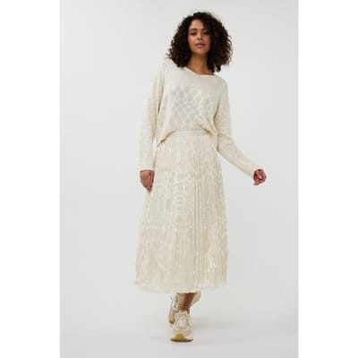 EsQualo Skirt Plisse Changeant Off White Maat: 44 | Maxi Rokken Outlet | Dames | Wit