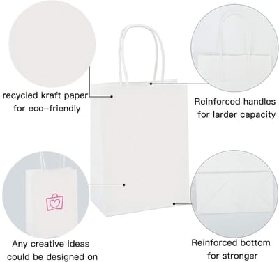Dailygoods- Geschenkzakjes 25 Stuks - Papieren Zakken 21 x 11 x 27 cm - Krachtpapier - Handgrepen - DIY Cadeauzakjes - Vaste Bodem - Papieren Tassen