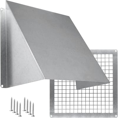 Ventilatiehoes Buiten met Gaas 20.3x20.3 cm - Metalen Wandrooster met Vogelbescherming