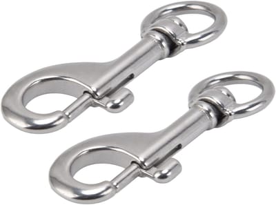 Roterende Snap Haak 2 Stuks van 316 RVS, Marine Grade Duikclip, Zware Kwaliteit 87mm voor Buitenactiviteiten