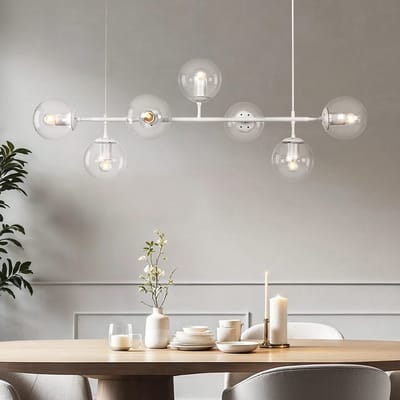 LumenXL LumenXL Design hanglamp 7-lichts Hepta wit - transparant glas