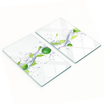 Glazen snijplanken met kalk- en watermotief, 2x30x52 cm