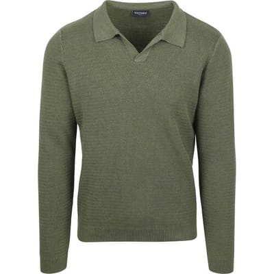 Suitable Trui Riva Structure Melange Groen - Maat XXL - Heren - Pullover