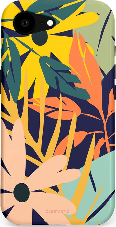 Casetastic Hoesje Geschikt voor Apple iPhone 16e Magsafe - Stijlvolle Beschermende Duo-layer Case - Ruwe bloemen