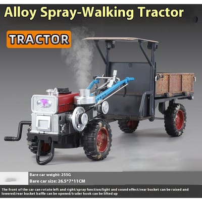 Vaporiser 1:Tracteur à Marche 24 Alliage Moulé sous Pression Modèle de Tracteur Agricole Son Lumière Jouet Collection Rétro Ornements Cadeau Pour Amis gray