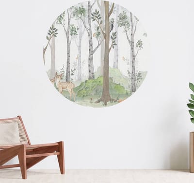 Muurcirkel zelfklevend behang - Dieren in de natuur - Wanddecoratie - 080cm behangcirkel - Ronde sticker voor aan de muur - Behangsticker verkrijgbaar in verschillende formaten