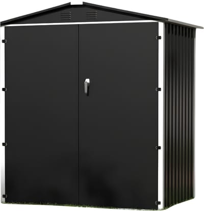 AHD® Tuinhuis - Tuinhuis Hout - Tuinhuisjes Metaal - Zwart - 86cm x 162cm x 181cm