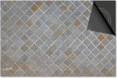 Inductie beschermer 60x60 - afdekplaat inductie mat - Dietrix Kookplaat beschermer - Exclusief - Hexagon - Marokkaanse tegel blauw zilver