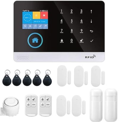 Draadloos Huisalarm met WiFi en GSM, LCD Display, PIR Sensor en Afstandsbediening - Compatibel met Alexa en Google Home