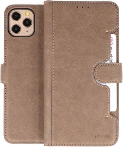 KAIYUE - Luxe Portemonnee Hoesje - Pasjeshouder Telefoonhoesje - Wallet Case - Geschikt voor iPhone 11 Pro Max Grijs