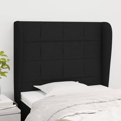 vidaXL - Hoofdbord - met - randen - 83x23x118/128 - cm - stof - zwart