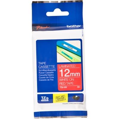 Labeltape Brother P-touch TZe-435 standaard 12mm wit op rood
