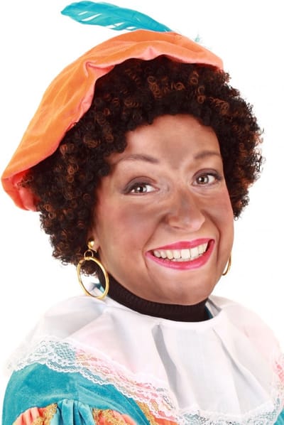 Pieten Pruik Donkerbruin Krullen - met Gratis 2x Haarnetje - Pietenpruik Piet Krulletjes - Sint Sinterklaas Donkerbruine Haren Afro Haar Festival