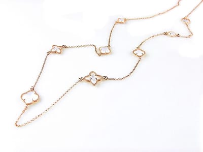 model Fiori gemengde motieven collier in zilver roze verguld  gemengde motieven opaal