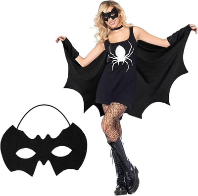 Kinderen Bats Kostuum met Vleermuis Cape en Masker, Vampier Vleermuis Cosplay Set voor Halloween en Feestjes