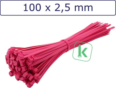 PRO-TIE® - Tyraps, kabelbinders 100 x 2,5 mm Roze (Zak 100 stuks) (tiewrap/tyrap/tie-wrap/bundelbandje/colsonbandje/)