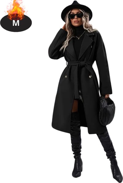 Livano Mantel Dames - Tussenmantel - Jas - Mantelpakje - Trenchcoat - Overjas - Overcoat - Winter - Zwart - M