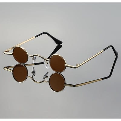 Retro Mini Zonnebril Rond Grappig UV400 Metalen Frame Punk Zonnebril Mini Zonnebril voor Vrouwen Mannen white