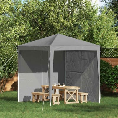 vidaXL - Party - Tent - Zijwand - 2 - st - 200 - x - 195 - cm - Lichtgrijs - PE - en - staal