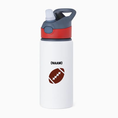 Hacebo® - American football met eigen naam waterfles met rietje rood - Sport - Sporter - American footbaal - water fles - 650ML