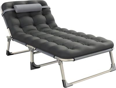 Campingbed Inklapbaar - Logeerbed Veldbed - Buiten Ontspannen - Geen Montage Nodig - 180 x 62 cm - Grijs