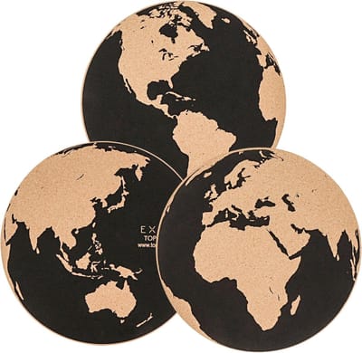 SnelShoppen - 30cm Wereldkaart Prikbord 3st pack, Kurk Memobord Stick-On Montage Non-Residue, Pinnable voor Thuis, Kantoor, School, Decoratie