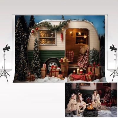 Dailygoods - Fotografie Achtergronden - Kerst Sneeuw Nacht Bos - 2,2x1,5 m - Kinderen Familie Portret Decor Achtergrond - Fotostudio - Geschikt voor F...