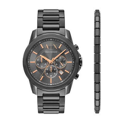 Armani Exchange Heren Horloge geschenkset - Grijs