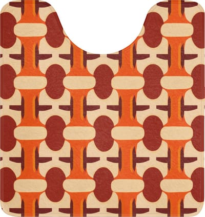 WC mat met uitsparing 55x60 cm - Antislip - Geometrisch - Retro - Oranje - Toiletmat met uitsnijding - Vloermat - Douchemat - Toilet tapijt - Toiletmatten
