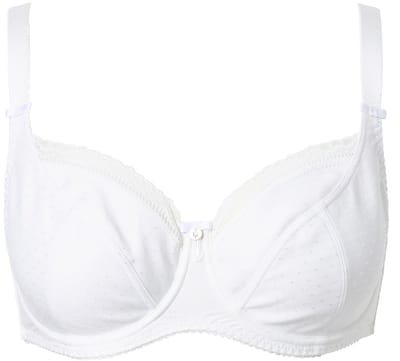 Ulla Popken - Dames - Beugelbeha jacquard kanten rand - Off-white - Maat 115D