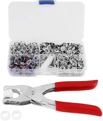 Dailygoods- Knop Tang Met 120 Sets Gemengde Kleuren - Klinknagels - Klinknagel Tang - Bevestigingsmiddelen - Drukknoppen - Comfortabele Grip