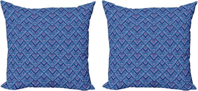 ABAKUHAUS blauwe paisley sierkussens, kussenhoezen, 2-pack, Modern Accent dubbelzijdige digitale print, 50x50 cm, hemelsblauw kobaltblauw