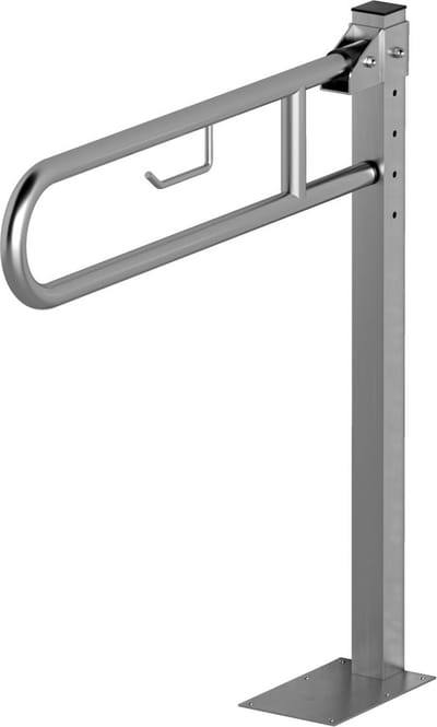 Toiletbeugel RVS op vloerstatief 80 cm met toiletrolhouder - Toiletsteun, vloerbeugel - Luxe geborstelde afwerking