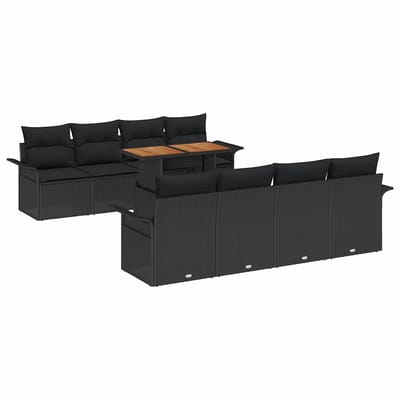 vidaXL - Tuinbank - Set - 7 - st - Zwart - poly - rattan