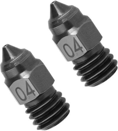 Cosensi- 3D-printer Mondstuk 0,4 mm - 2 Stuks - Gehard Staal - Compatibel met CR6 SE/Ender3 V2/Pro/Ender 5 Plus/Pro/CR10 - Duurzaam - Roestbestendig - Spuitmond