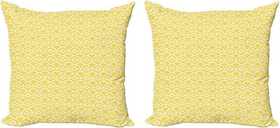 ABAKUHAUS Abstracte decoratieve kussenhoes, 2-pack, vintage boho-stijl, 40x40 cm, geel en wit