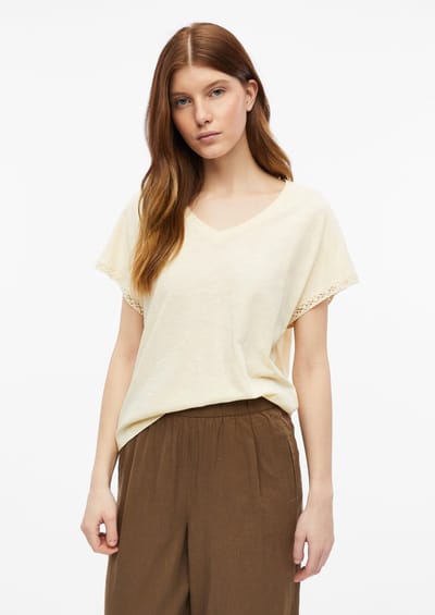 Zonder mouwen T-shirt van gemêleerd katoen V-hals casual pasvorm dames s.Oliver