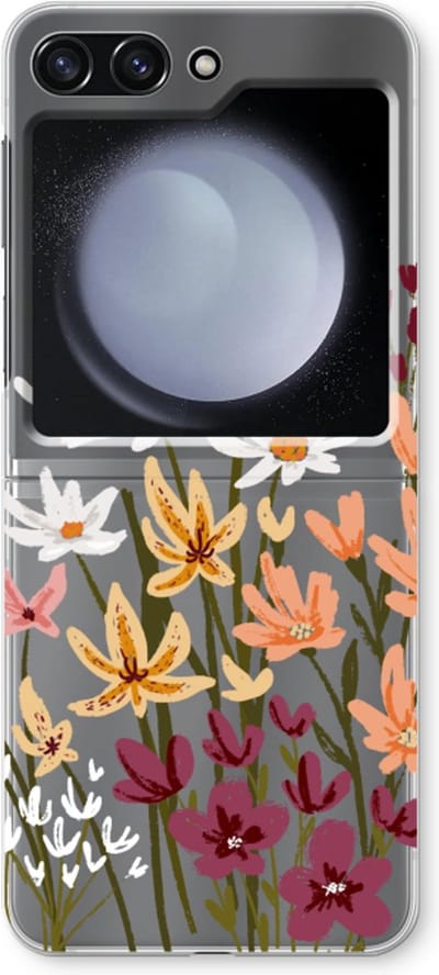 Case Company® - Hoesje geschikt voor Samsung Galaxy Z Flip5 hoesje - Painted wildflowers - Soft Cover Telefoonhoesje - Bescherming aan alle Kanten en Schermrand