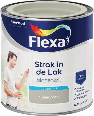 Flexa Strak in de Lak - Watergedragen - Zijdeglans - saliegroen - 0,25 liter