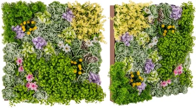 COSTWAY Set van 2 kunstheggen, plantenwand, 50 x 50 cm, panelen met veelzijdige kunstplanten, gesimuleerd gazon, wandplanten, kunstplant voor muur, balkon, tuin, groen (10 soorten)